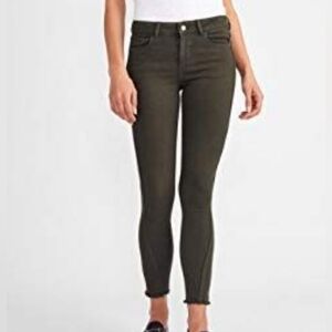 DL1961 Dark Olive Margaux Frayed Hem Skinny Jeans - Size 25